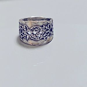 Or Paz Scroll Ring Sterling Silver Filigree like new Size 8